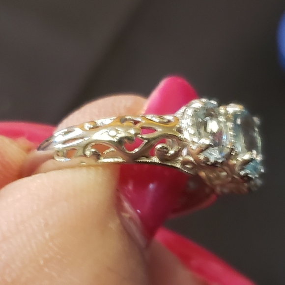 Sz 5, Aquamarine Ring, 925 Sterling silver, 0.75 carats, NWT - Picture 5 of 12